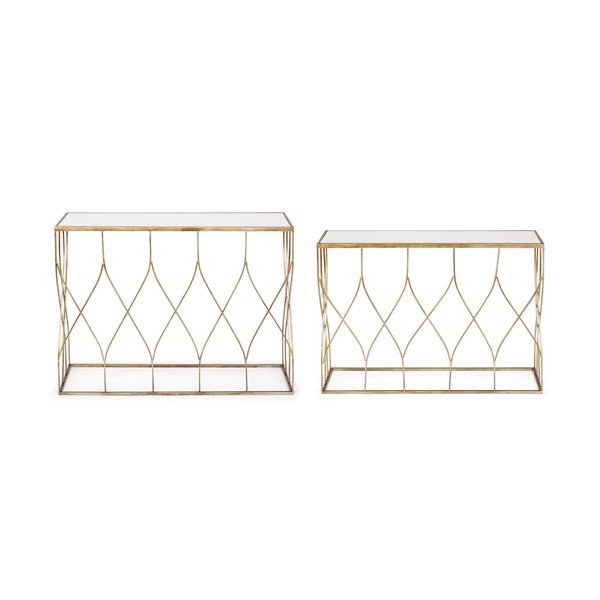 Konsoollauad 2-osalise komplektiga, kuldse klaasist pealispinnaga, 33x104 cm Elenor - Bizzotto-image-4