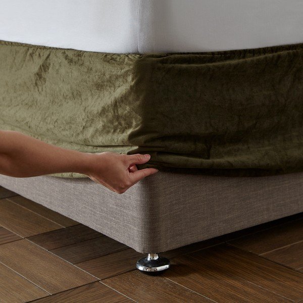 Khakivärvi sametist voodiraami kate 137x198 cm Kingsley – Catherine Lansfield-image-1