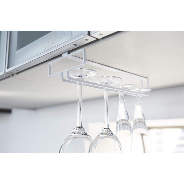 Valge rippuv metallist veiniklaaside hoidja Tower - YAMAZAKI-image-2