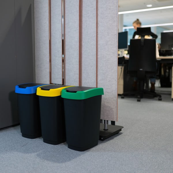 Mustad prügikastid taaskasutatud plastist sorteeritud jäätmete jaoks, 3tk komplektis 25 l Twist - Rotho-image-3