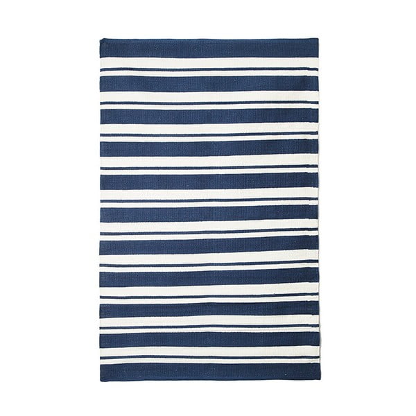 Modrý bavlněný ručně tkaný koberec Pipsa Navy Stripes, 100 x 120 cm