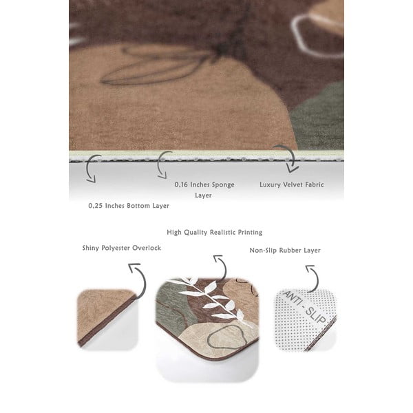 Pruunid sametist vannitoamatid 2tk komplektis 60x100 cm Abstract Faces - Mila Home-image-3