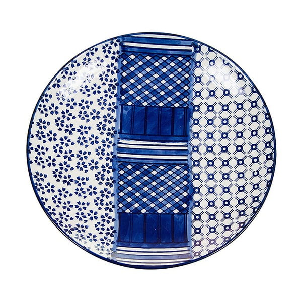 Modrobílý porcelánový talíř Santiago Pons Meknec, ⌀ 20 cm