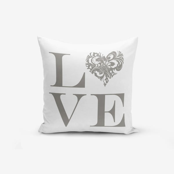 Padjaümbris puuvillaseguga Love Grey, 45 x 45 cm - Minimalist Cushion Covers