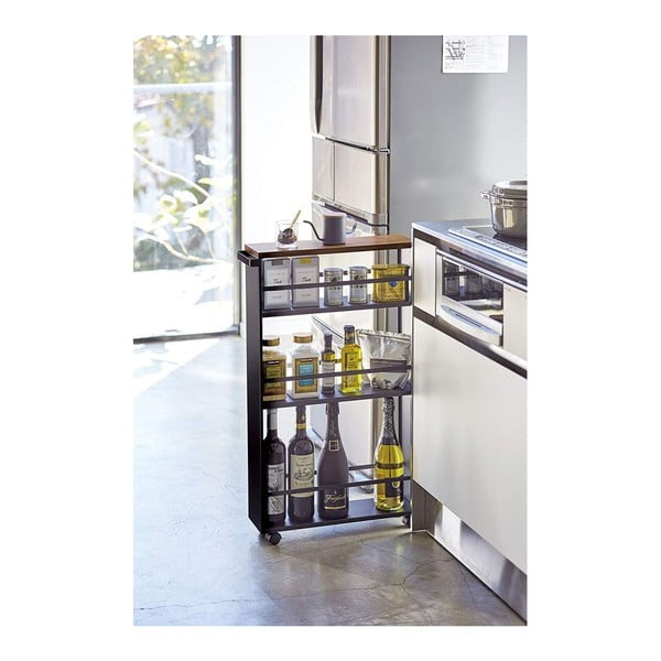 Must metallist ratastega riiul Tower - YAMAZAKI-image-4