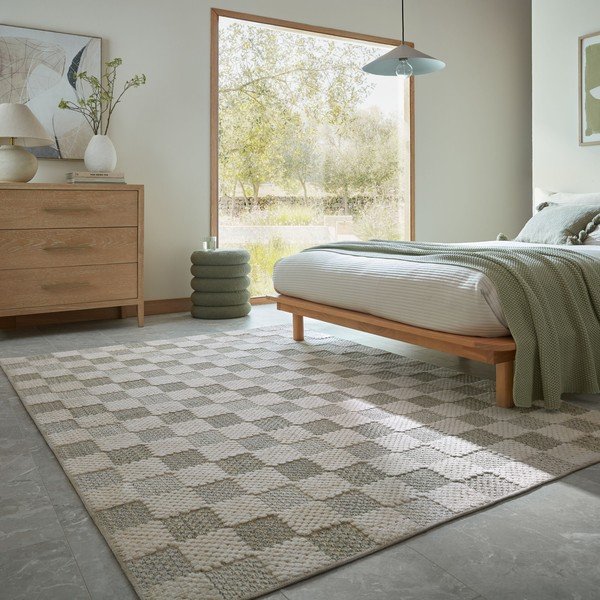 Roheline pestav puuvillasegu vaip 116x170 cm Muted Checkerboard - Flair Rugs-image-1