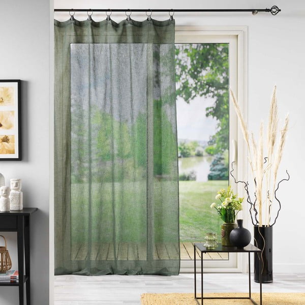 Khakivärvi voile kardin 140x240 cm Linka - douceur d'intérieur-image-2