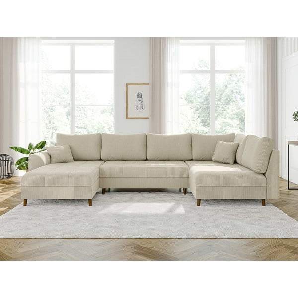 Kreem velvetist nurgadiivan (vasak nurk/U) Ariella - Ropez-image-1