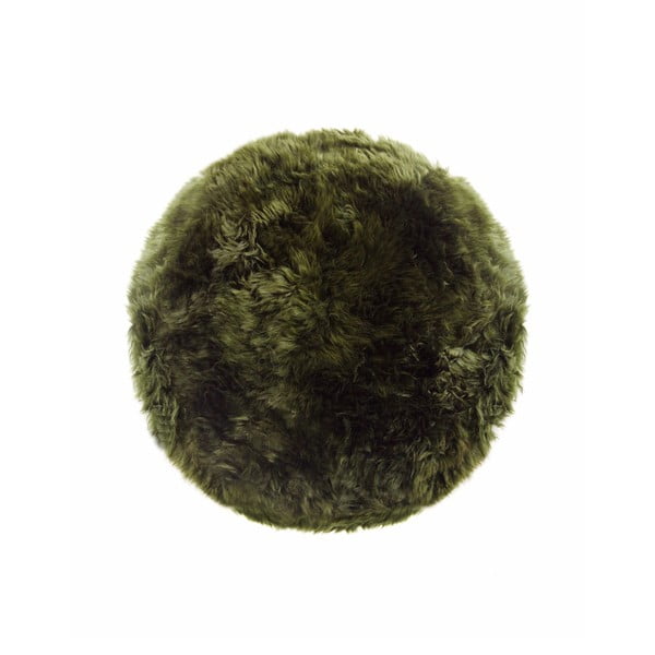 Tmavě zelený koberec z ovčí kožešiny Royal Dream Zealand, ⌀ 70 cm