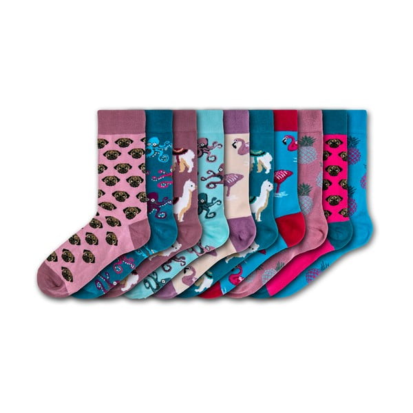 Sada 10 párů barevných ponožek Funky Steps Funny Mix, velikost 35 - 39
