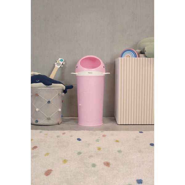 Roosa plastikust mähkmete prügikast 25 L Whale - Kindsgut-image-1