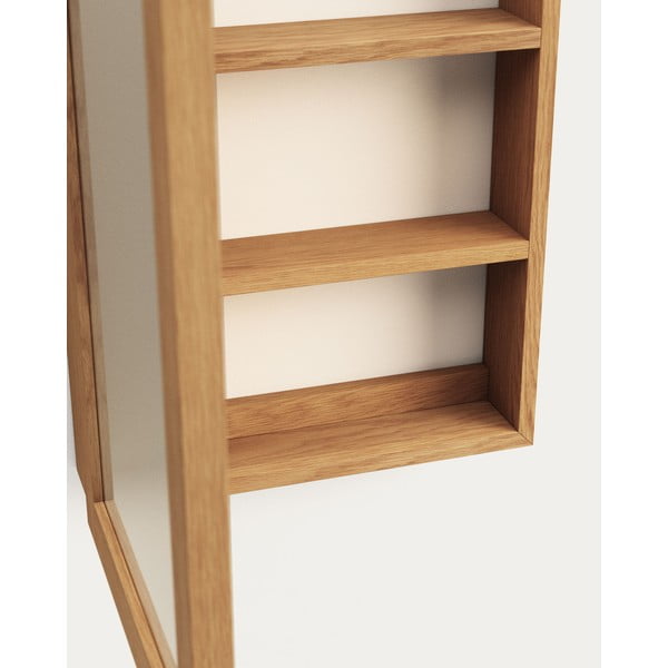 Rippuv tiikpuidust vannitoakapp koos peegliga 50x70 cm Plubia - Kave Home-image-4