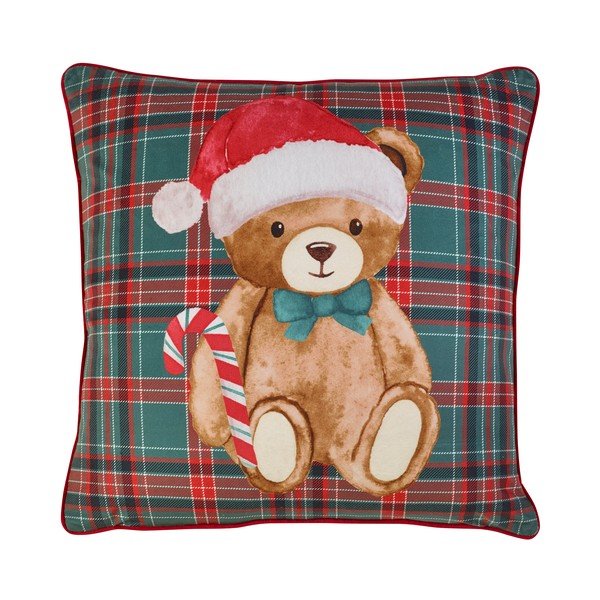 Dekoratiivne padi jõulumotiiviga 45x45 cm Christmas Tartan Teddy Bear - Catherine Lansfield