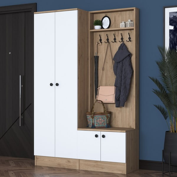 Valge/loomulik koridorikomplekt pähklipuust Theresa - Kalune Design-image-2