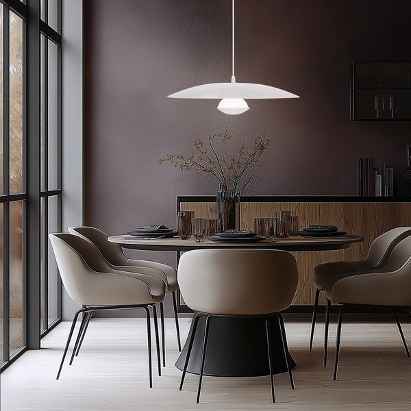 Valge LED-rippvalgusti metallist varjuga Lund - Candellux Lighting-image-2