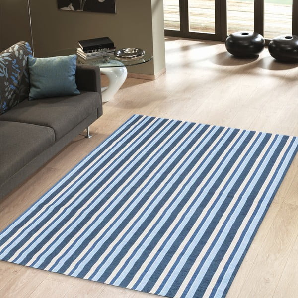 Vysoce odolný kuchyňský koberec Webtappeti Stripes Blue, 80 x 130 cm