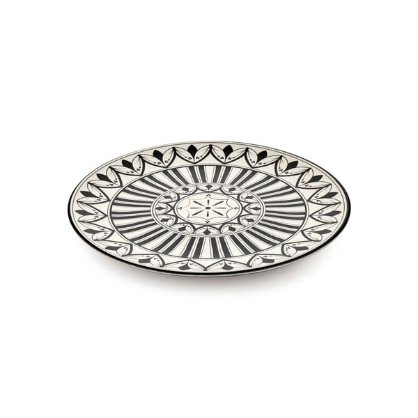 6 taldriku komplekt, kreemjas portselanist taldrikud musta ornamendiga Maroc Tabak, ⌀ 26 cm - Mia-image-1
