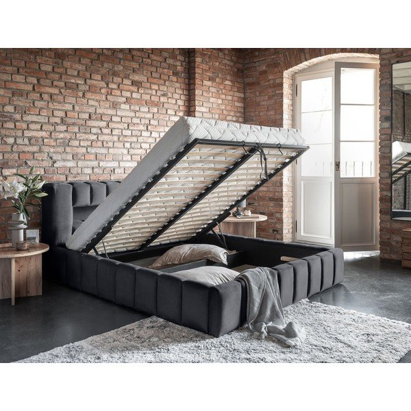 Hall polsterdatud kaheinimesevoodi koos panipaiga ja voodipõhjaga 140x200 cm Lamica - ELTAP-image-4