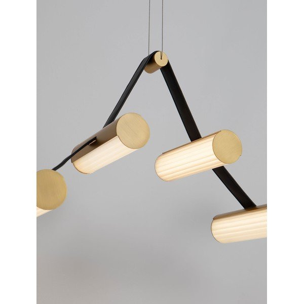 Alumiiniumist hämardatav LED-rippvalgusti messingivärvis klaasist varjundiga Luma - Nova Luce-image-2