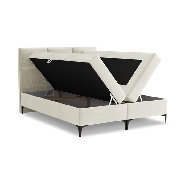 Beež boxspring voodi panipaigaga 160x200 cm Pakalana – Makamii-image-1