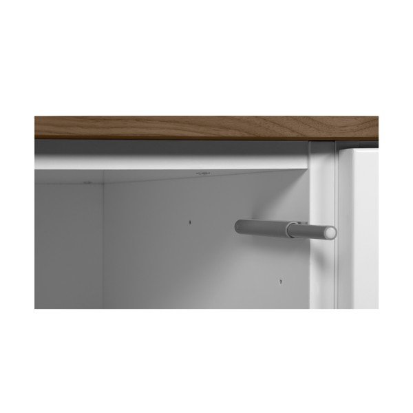 Bílá komoda s deskou v dekoru ořechu s dveřmi a 6 zásuvkami TemaHome Join-image-4