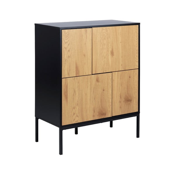 Must kõrge kummut tammedekooriga 80x103 cm Seaford - Actona-image-2