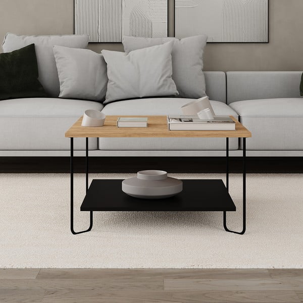 Must-puiduvärvi tammedekooriga diivanilaud 80x80 cm Tonka - Marckeric-image-4