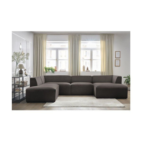 Pruun velvetist mooduldiivan (vasak nurk/"U-kujuline) Megeve - Bobochic Paris-image-4