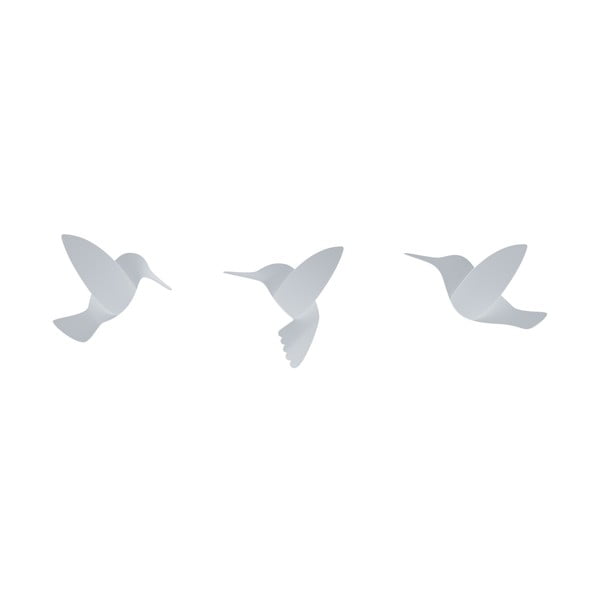 3 valge 3D seinakleebise komplekt Hummingbird - Umbra