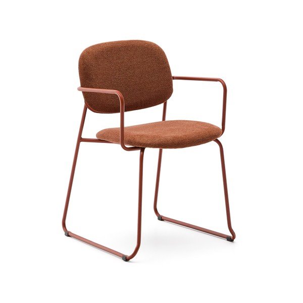 Terrakottapunane metallist söögitool käetugedega Meli - Kave Home