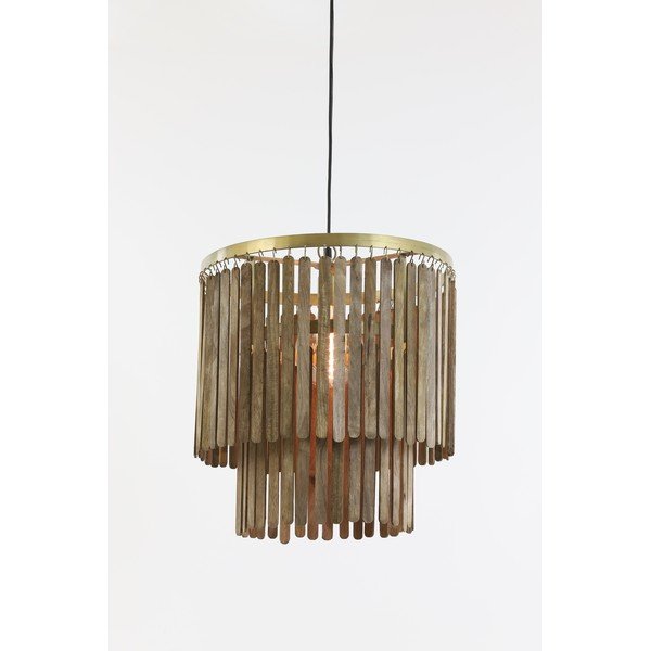 Pruun ripplamp puidust varjuga Gularo - Light & Living-image-1