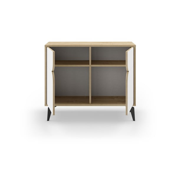 Valge-puiduvärvi tammedekooriga kapp 95x79 cm Nola - Marckeric-image-3