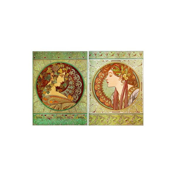 Sada 2 obrazů Ivy And Laurel od Alfonse Muchy, 80x60 cm