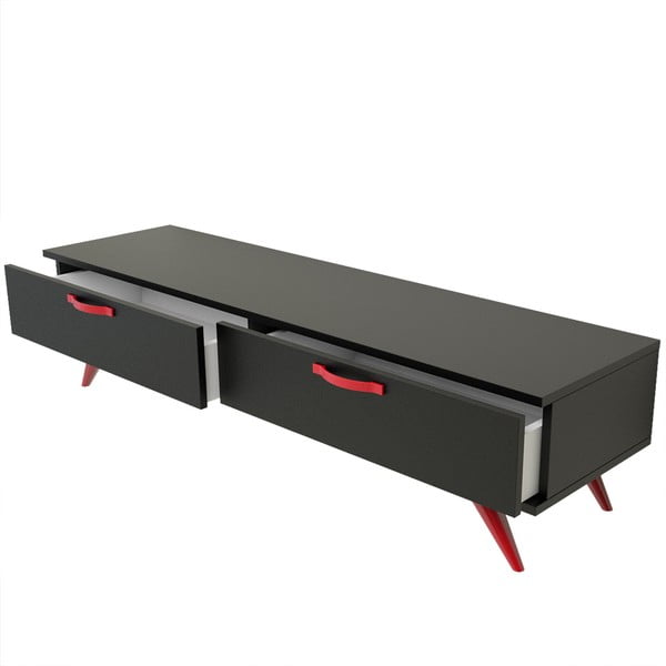 Černý TV stolek s červenýma nohama Magenta Home Coulour Series, šířka 150 cm