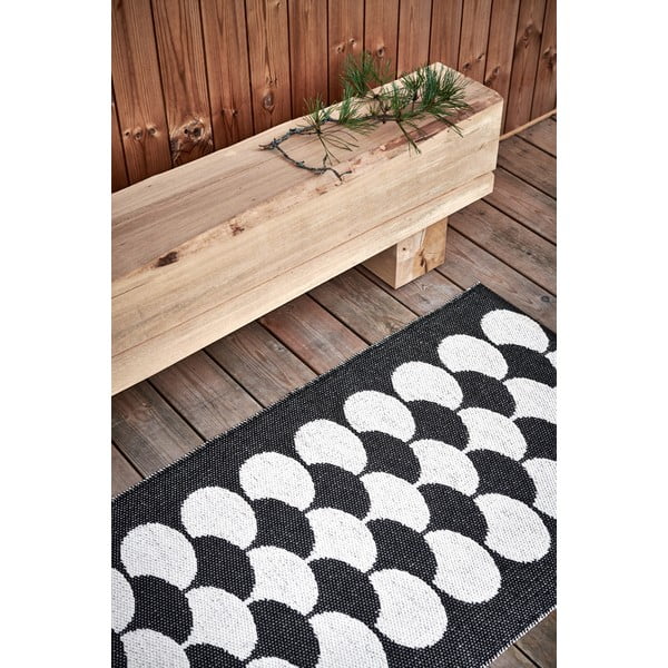 Must-kreem sise/välisvaip 70x250 cm Poppy Black Vanilla – Pappelina-image-1