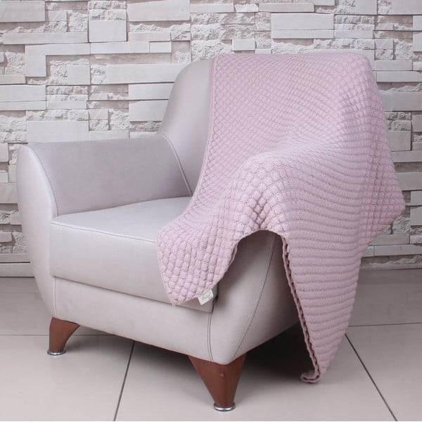 Růžová bavlněná deka Ciana, 170 x 130 cm
