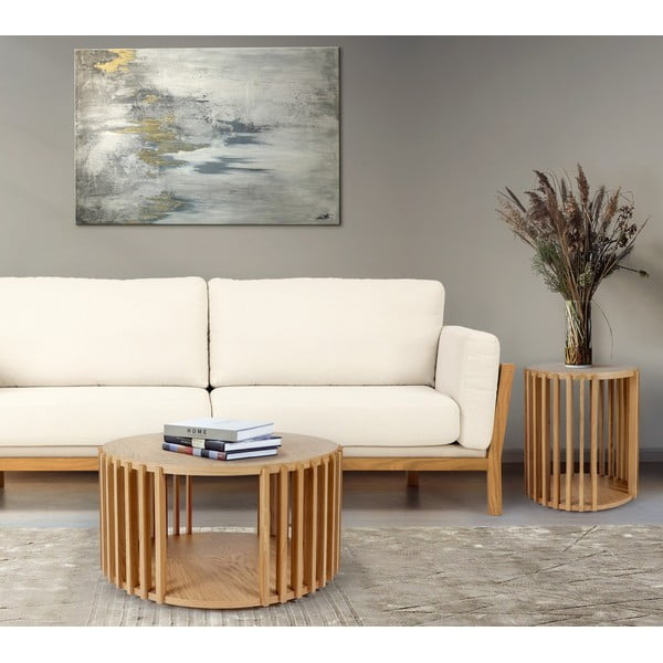 Tammepuust kohvilaud , ø 83 cm Drum - Woodman-image-1