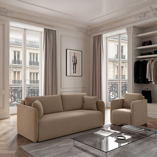 Helepruun sametist diivanvoodi 220 cm Chaum - Rodier-image-1