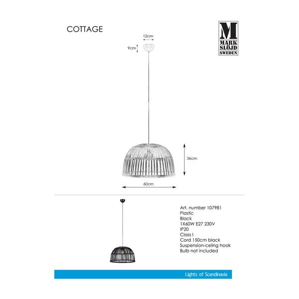 Must rippvalgusti Pendant Pendant Cottage - Markslöjd-image-2