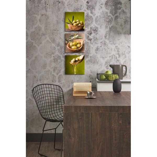 Sada 3 obrazů Styler Glasspik Set Olives-image-1