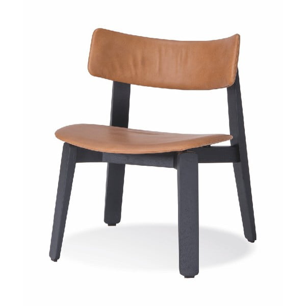 Černá jídelní židle z dubového dřeva s koženým sedákem Gazzda Nora