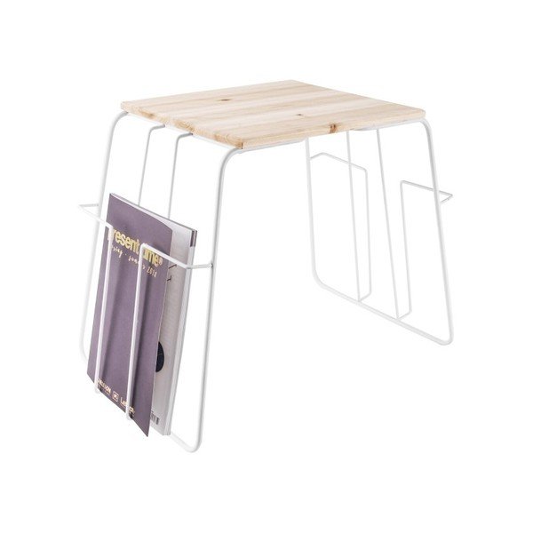 Bílý odkládací stolek s možností uložení časopisů Leitmotiv Wired-image-3