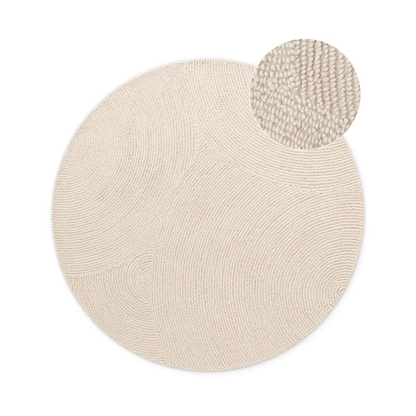 Käsitsi kootud ümmargune villane vaip ø 150 cm Eleni Natural White - Hanse Home