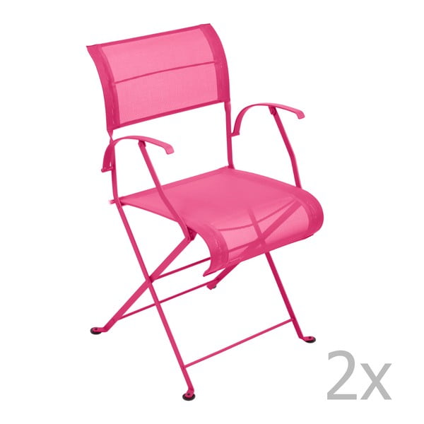 Sada 2 růžových skládacích židlí s područkami Fermob Dune
