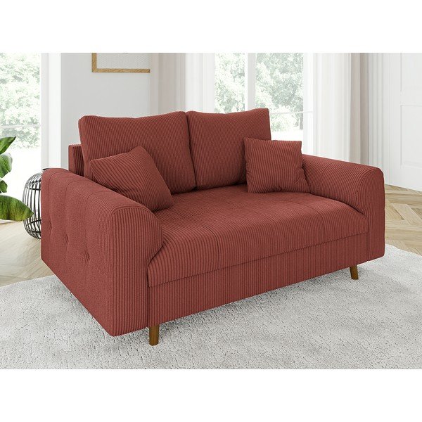 Tellisevärvi velvetist diivan 150 cm Ariella – Ropez-image-3