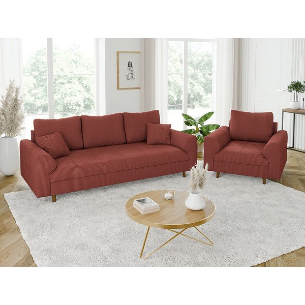 Tellisevärvi velvetist diivan 210 cm Ariella – Ropez-image-4