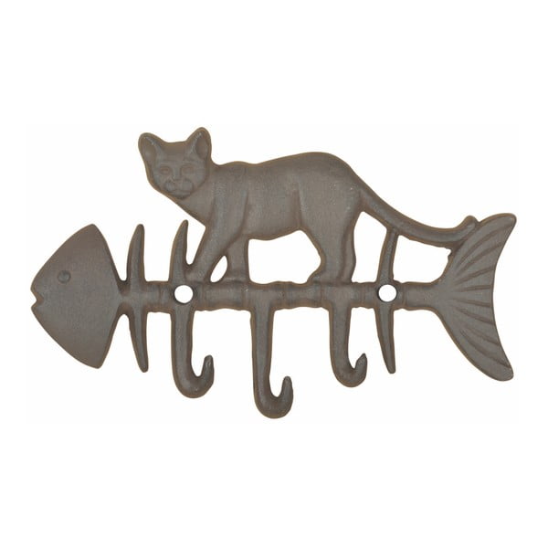 Kala ja kassi motiiviga malmist seinakonks - Esschert Design