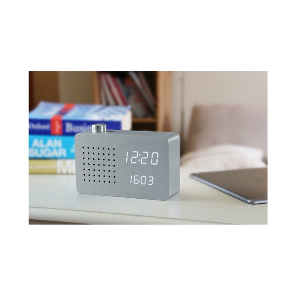 Valge LED-ekraaniga hall äratuskell ja raadio-klikk-kell - Gingko-image-2