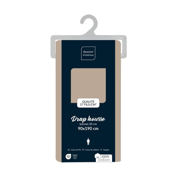 Beež puuvillane lina 90x190 cm Lina - douceur d'intérieur-image-2