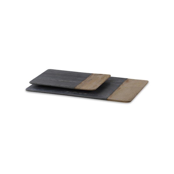 Serveerimislaud hallist marmorist ja mangopuust , pikkus 35,5 cm. Bwari - Nkuku-image-1